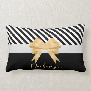 Coussin Rectangle Arc noir de Goldem de rayures de blanc