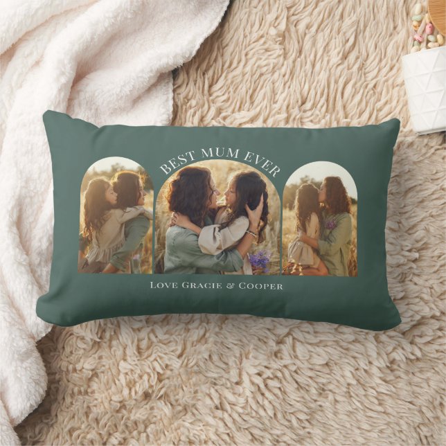 Coussin Rectangle Arche verte élégante multi photo meilleure maman (Couverture)