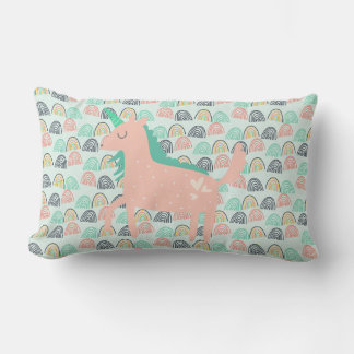 Coussin Rectangle Arcs-en-ciel et licornes