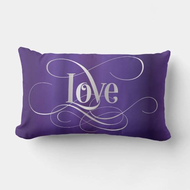 Coussin Rectangle Argent tourbillonnant d'amour de calligraphie de (Recto)