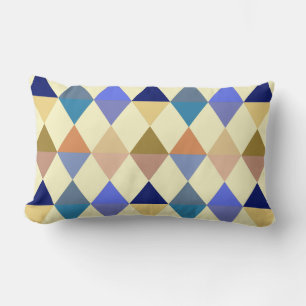 Coussin Rectangle Arlequin / motif diamant - Crème et bleu