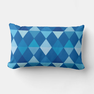 Coussin Rectangle Arlequin / motif diamant - Denim Blues