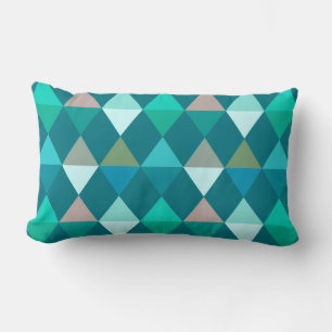 Coussin Rectangle Arlequin / motif diamant - Turquoise et Aqua
