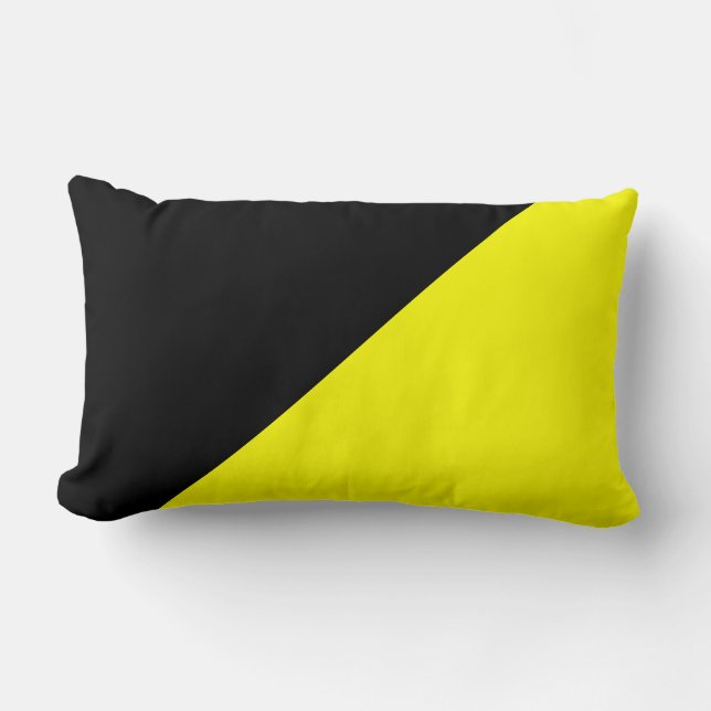 Coussin Rectangle Arrière - plan couleur uni jaune et noir (Recto)
