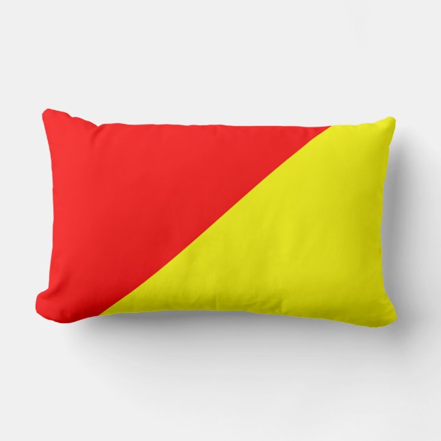 Coussin Rectangle Arrière - plan couleur uni jaune et rouge (Recto)