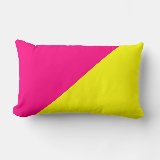 Coussin Rectangle Arrière - plan couleur vive jaune et Rose (Recto)