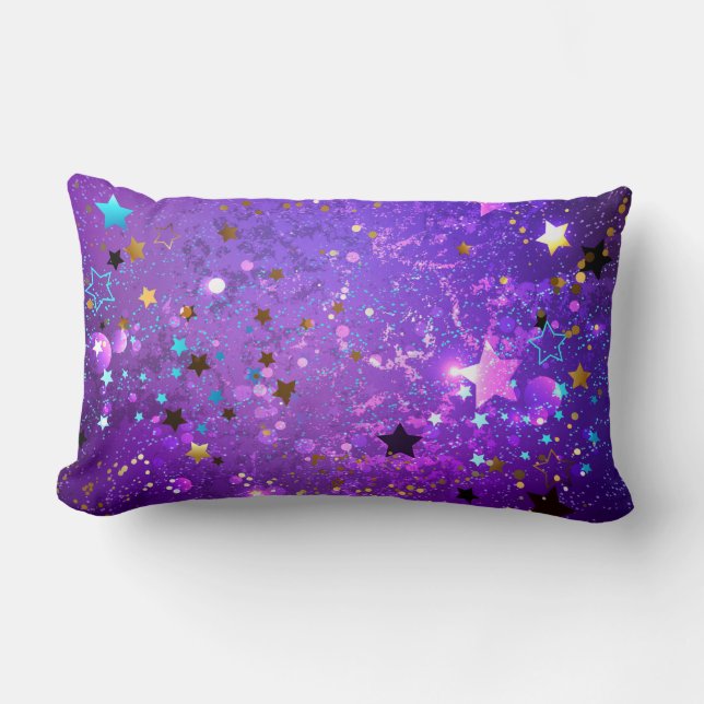 Coussin Rectangle Arrière - plan de feuille violet avec étoiles (Recto)