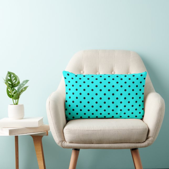 Coussin Rectangle Arrière - plan de pois turquoise (Chaise)