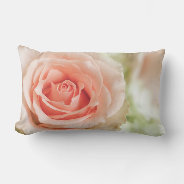 Coussin Rectangle Arrière - plan de rose de rose de pêche customisé (Recto)