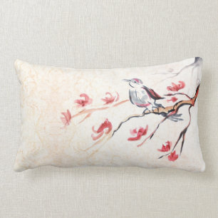 Coussin Rectangle Arrière - plan d'oiseau de chant