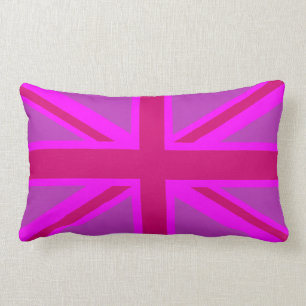 Coussin Rectangle Arrière - plan du drapeau britannique Hot Pink Un