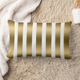 Coussin Rectangle Arrière - plan Motif Gold et White Stripes