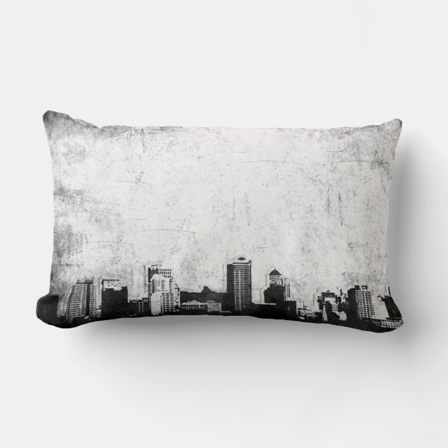 Coussin Rectangle Arrière - plan sale de ville en noir et blanc (Recto)