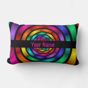 Coussin Rectangle Arrondi et psychédélique couleur Art moderne Nom