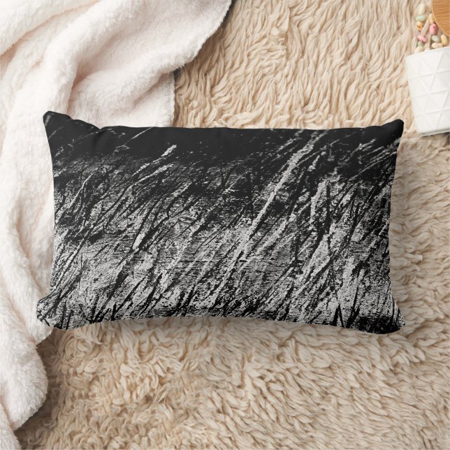 Coussin Rectangle Art Abstrait Bruit blanc Noir et blanc Coton (Couverture)