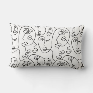 Coussin Rectangle Art Abstrait, Dessin Visages Abstraits