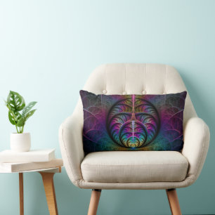 Coussin Rectangle Art abstrait fractal coloré et psychédélique