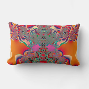 Coussin Rectangle Art abstrait fractal de méditation rouge