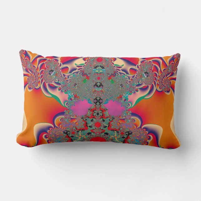 Coussin Rectangle Art abstrait fractal de méditation rouge (Recto)