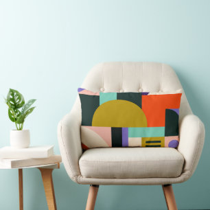 Coussin Rectangle Art abstrait géométrique vibrant avec des couleurs