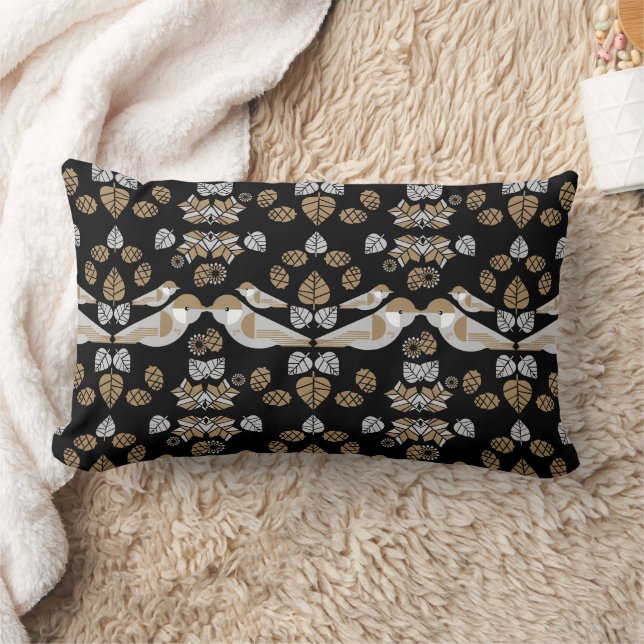 Coussin Rectangle Art abstrait moderne géométrique oiseau doré (Couverture)