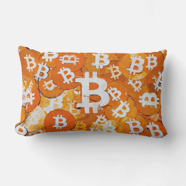 Coussin Rectangle Art de Bitcoin (#4) peinture à l'huile (Recto)
