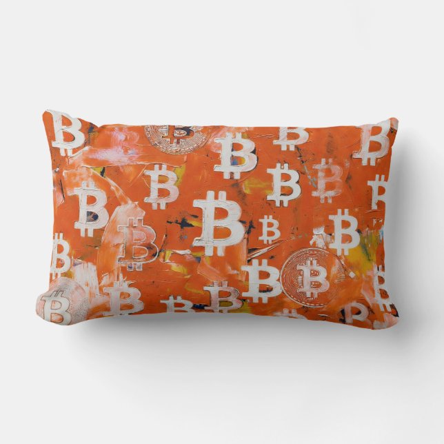 Coussin Rectangle Art de Bitcoin (#5) peinture à l'huile (Recto)