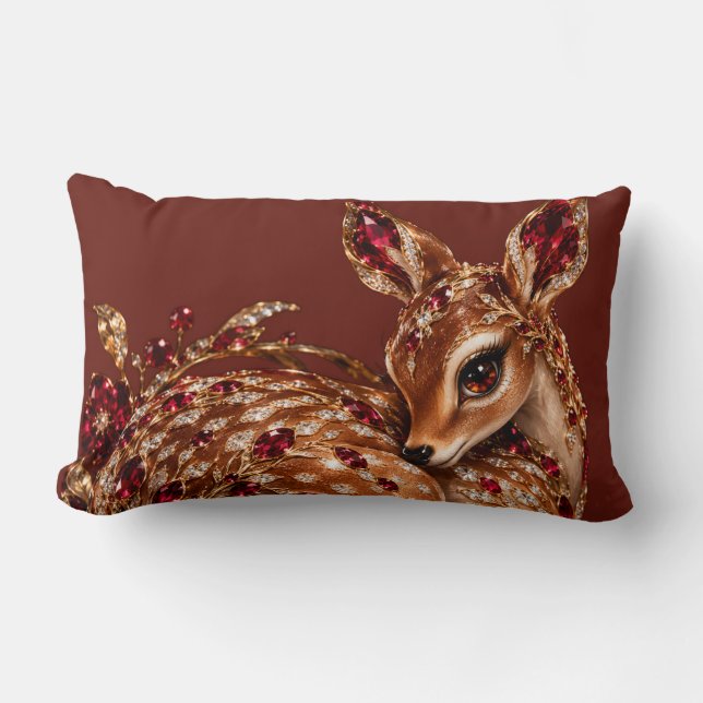 Coussin Rectangle Art de cerf rouge or luxueux (Recto)