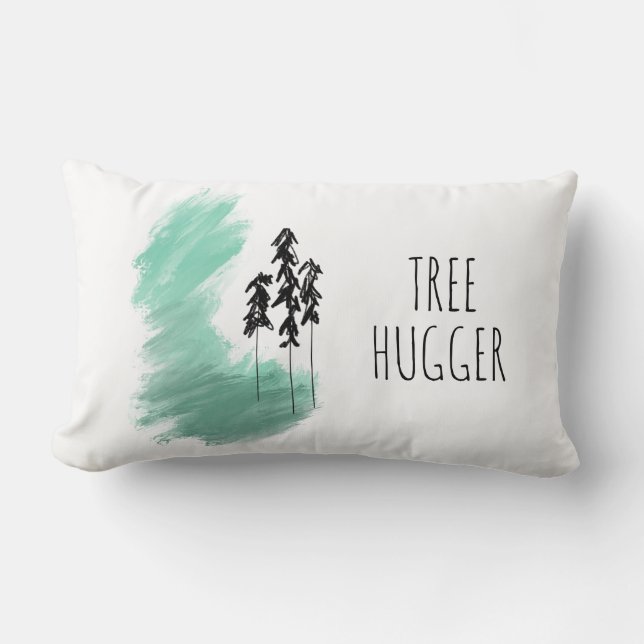 Coussin Rectangle art de l'arbre vert scandinave simple moderne ment (Recto)