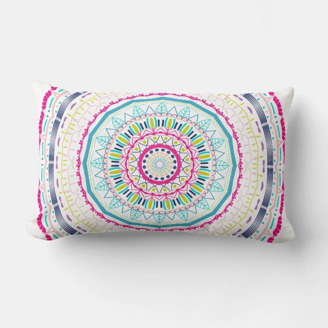 Coussin Rectangle Art de mandala coloré vibrant (Recto)