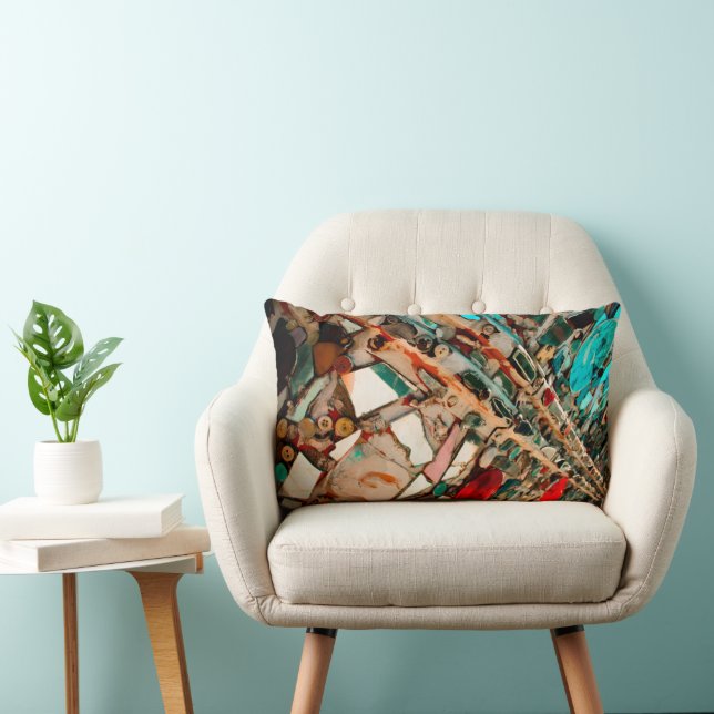Coussin Rectangle Art de mosaïque coloré (Chaise)