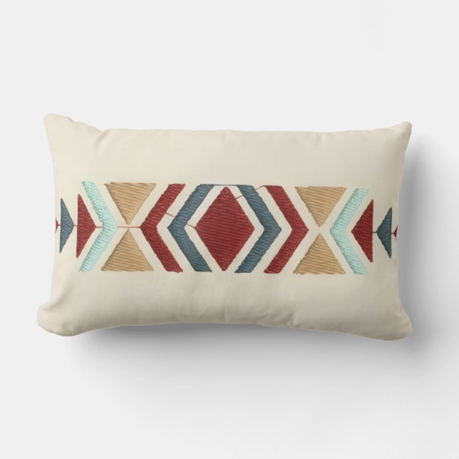 Coussin Rectangle Art de motif de broderie géométrique marocain pers (Recto)
