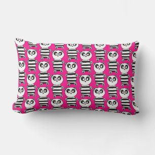 Coussin Rectangle Art de panda noir et blanc ludique