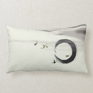 Coussin Rectangle Art de peinture de brosse d'Enso Koi de cercle de