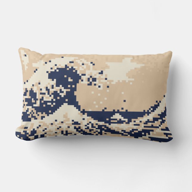 Coussin Rectangle Art de pixel de bit du tsunami 8 de pixel (Recto)