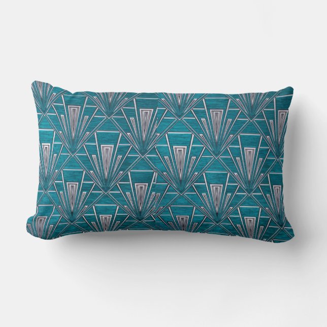 Coussin Rectangle Art Déco bleu (Recto)