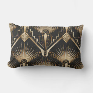 Coussin Rectangle Art Deco Gold Sunburst Throw Pillow -