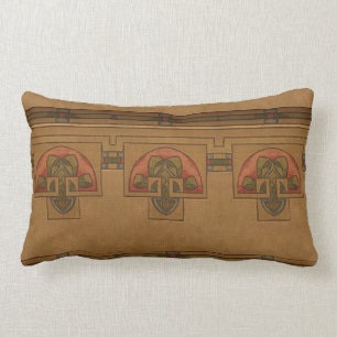 Coussin Rectangle Art Déco, Mission ou Artiste Style Frise Florale