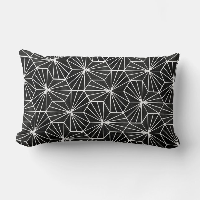 Coussin Rectangle Art Déco moderne Motif géométrique noir blanc (Recto)