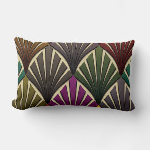 Coussin Rectangle art déco, nouveau, chasseur vert, bleu marine, ja