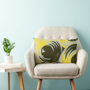 Coussin Rectangle Art Déco Vintage Pochoir Jazz Cercles Géométriques