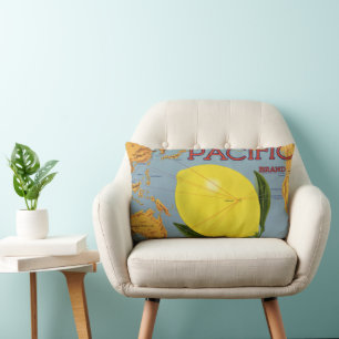 Coussin Rectangle Art d'étiquette de caisse de fruits vintage Pacifi
