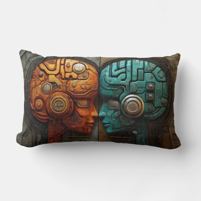 Coussin Rectangle Art d'intelligence artificielle cyberpunk futurist (Recto)