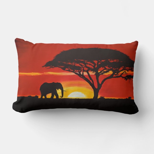 Coussin Rectangle Art Eléphant Africain (Recto)