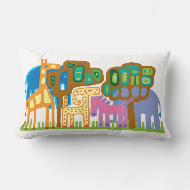 Coussin Rectangle Art ethnique Animaux africains (Recto)