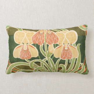 Coussin Rectangle Art floral sinueux vintage Nouveau