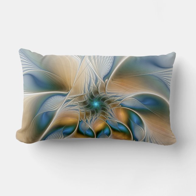 Coussin Rectangle Art fractal abstrait et aérien avec du bleu (Recto)