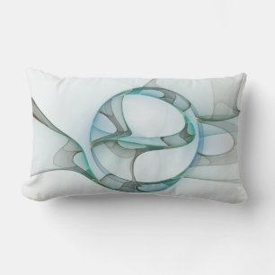 Coussin Rectangle Art fractal bleu turquoise gris Élégance abstraite
