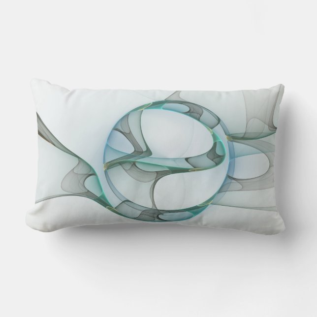 Coussin Rectangle Art fractal bleu turquoise gris Élégance abstraite (Recto)