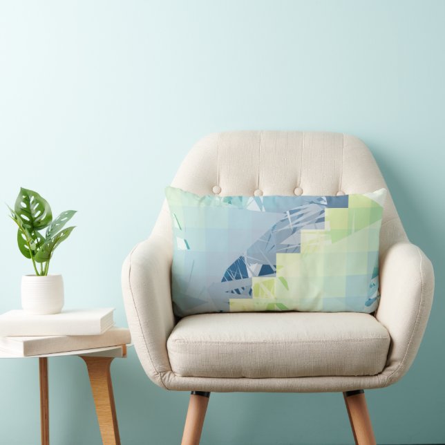 Coussin Rectangle Art géométrique mosaïque moderne sarcelle et lime (Chaise)